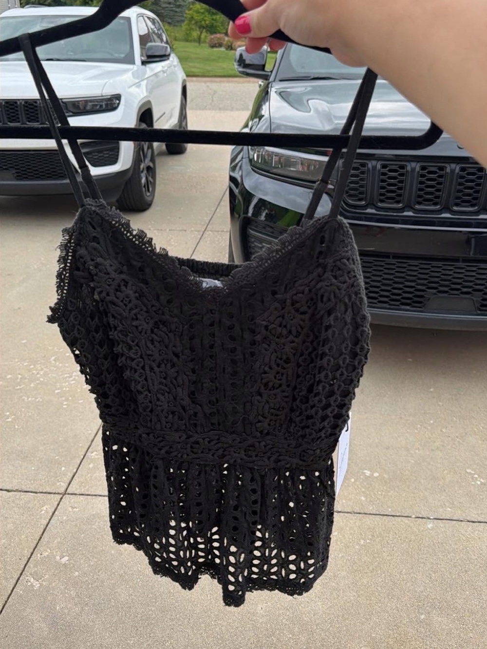 Black Crochet Lace Camisole Tank Top